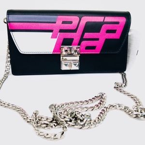 PRADA Racing Logo Elektra Clutch Mini Chain Bag